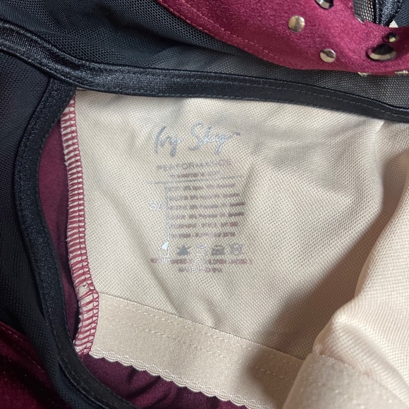 Ivy Sky Performance Dance Long Sleeve Crystal Collar Leotard Bodysuit Sz S Adult - Picture 10 of 10